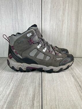Oboz Bridger Mid Vent Gray Purple Trail Hiking Mountain Boot Women’s Size 7.5